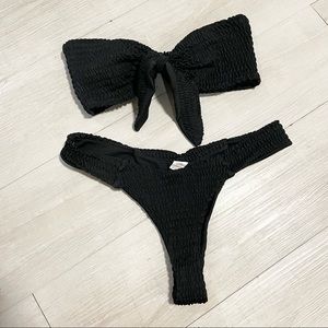 Black Bandeau Bikini with removable front and back ties